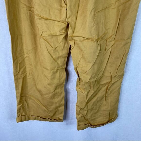 Stitch Star Yellow Mustard Cropped Paper Bag Cuffed Hem Belted Pants 1X - Picture 7 of 9